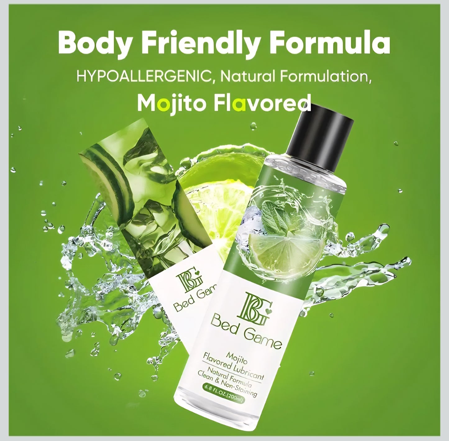 Water-Based Mojito Flavored Lubricant Personal Lube for Men, Women, and Couples, Massage Gel PH Balanced Massage Oil with Non-Sticky Natural Travel Sized Lube - 6.8 Fl Oz