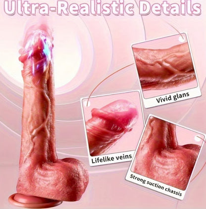 Ultra-Realistic 9.1" Dual-Motion Dildo: 9 Vibration & 7 Thrusting Modes with Suction Base