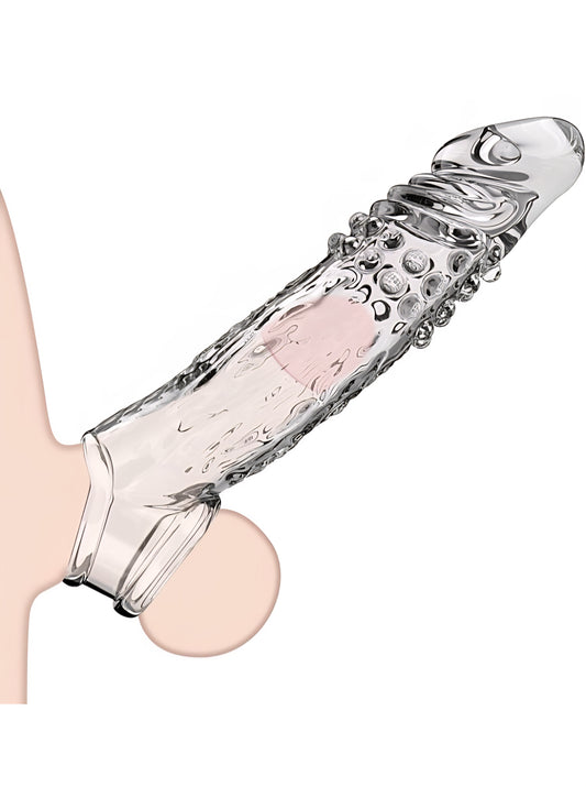 Penis Sleeve with Cock Ring Sex Toys for Male, Ultra-Soft Silicone Cock Sleeve, Reusable Penis Cuff Thickened Testicle Ring Male Adult Toys, Penis Extender and Penis Enlarger for MenPenis Sleeve with Cock Ring Sex Toys for Male, Ultra-Soft Silicone Cock S