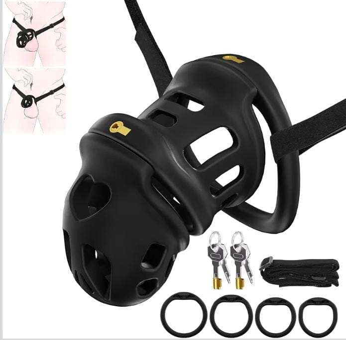 Male Chastity Cage with Elastic Belt, Adjustable Fit, 4 Ring Sizes
3D Printed Lightweight Penis Cage with Invisible Lock, Breathable Comfort Fit Chastity Device for Men bondage gear Sex Toys