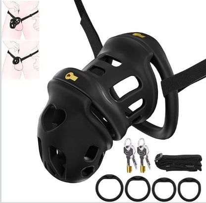 Male Chastity Cage with Elastic Belt, Adjustable Fit, 4 Ring Sizes
3D Printed Lightweight Penis Cage with Invisible Lock, Breathable Comfort Fit Chastity Device for Men bondage gear Sex Toys