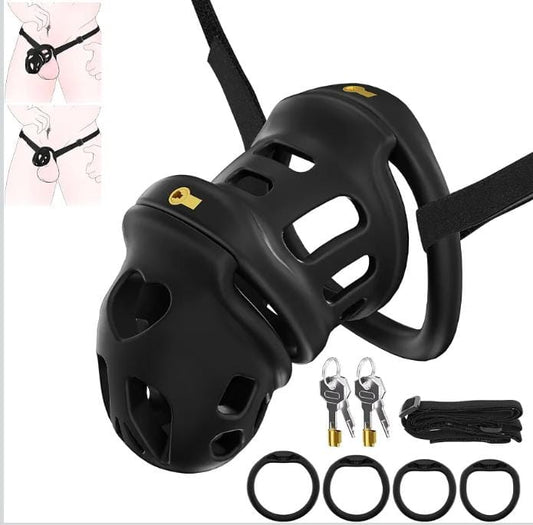 Male Chastity Cage with Elastic Belt, Adjustable Fit, 4 Ring Sizes
3D Printed Lightweight Penis Cage with Invisible Lock, Breathable Comfort Fit Chastity Device for Men bondage gear Sex Toys
