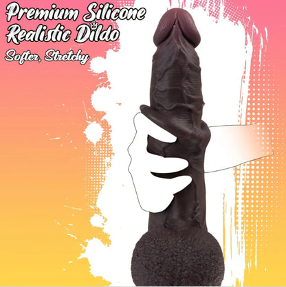 XXL Big Black Dildo with Moveable Foreskin, 7.4'' Girth BBC Huge Thick Dildo Sex Toy for Men Gay Women, Realistic Silicone Dildos with Powerful Suction Cup, Lifelike Uncut Dildos for Anal Vagina