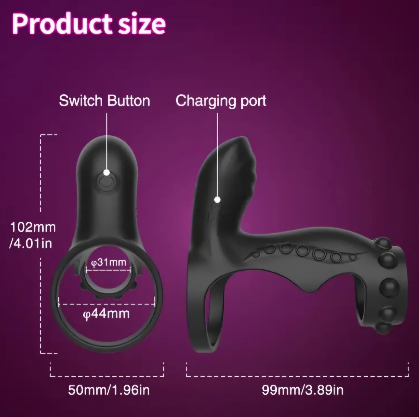 4-in-1 Vibration Rooster Ring Couple Toy Cock Ring, Penis Ring