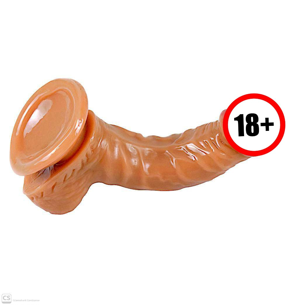 Realistic Silicone Strap-On 7.48 Inch Dildo – Flexible Curved Design with Adjustable Harness