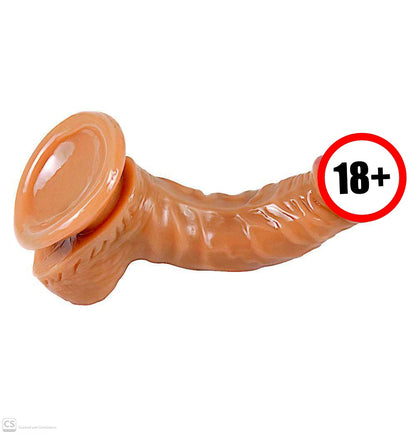 Realistic Silicone Strap-On 7.48 Inch Dildo – Flexible Curved Design with Adjustable Harness