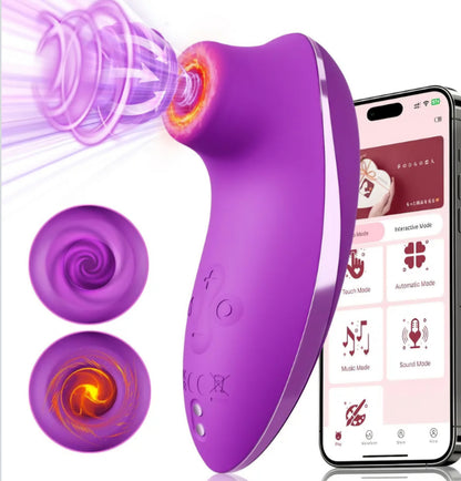 Sucking Vibrator Adult Sex Toys - Heating Rose Sucker APP Remote Control Clitoral Stimulator with 5 * 5 Suction,Waterproof Nipple Massager for Women Female Couples Solo/Partner Play SF