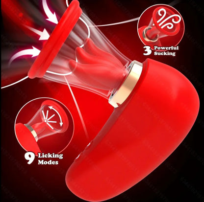 2-in-1 Oral Simulation Sucking Vibrator - 9 Licking Modes & 3 Suction Intensities - Waterproof, Magnetic Charging, Soft Silicone Massager for Couples & Solo Play