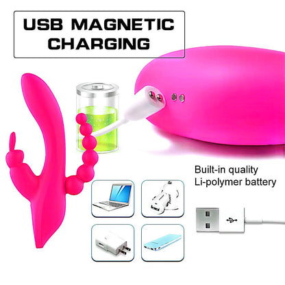 Triple Stimulation Rabbit Vibrator Sex Toys - Adult Women Pleasure Toys Female Clitoral Nipple Sex Toy with 7 Modes for G spot Anal Clit Vagina Stimulation