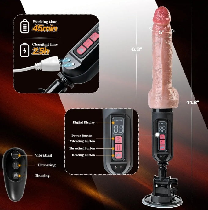 Thrusting Dildo Vibrator Sex Machine, 6.3" Realistic G Spot Heating Dildos
Remote Control Sex Toys for Women, Anal Clitoral Stimulation with Strong Suction Cup, 7 Thrusting Modes, 10 Vibrating Modes