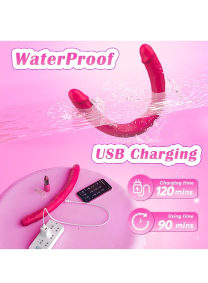 Double Dildo Vibrator Sex Toys: Double Sided Long Dildo with Realistic Glans and Veins Lesbian Sex Toys,Vibrating Strapless Dildos Silicone G Spot and Anal Vibrator with 10 Vibration for Women Couples
