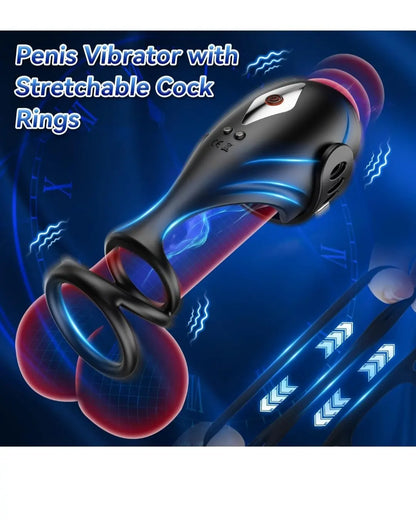 Male Sex Toys for Mens Vibrators - Penis Vibrator Trainer Stimulator Male Masturbators Stroker Toys with Penis Rings, APP Remote Control Vibrator Adult Sex Toys & Games for Men Masturbation(Black)