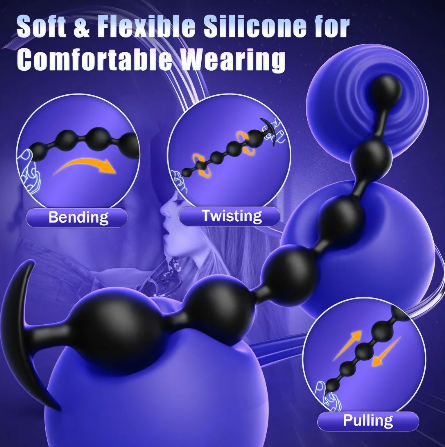 Large Anal Beads Anal Sex Toy - 6 Gradient Size for Depth Anal Training, 2" Max Diameter & 12.8" Long, Flexible Silicone Butt Plug & Prostate Massager Sex Toy for Men, Couples SF
