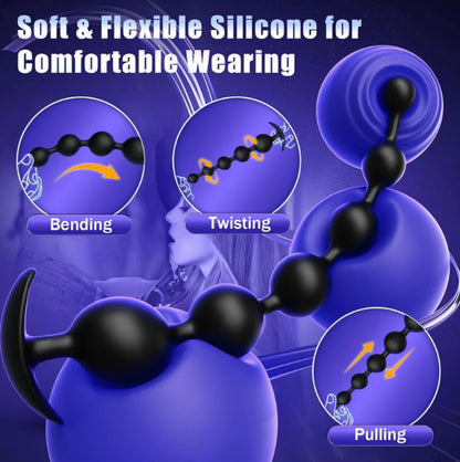 Large Anal Beads Anal Sex Toy - 6 Gradient Size for Depth Anal Training, 2" Max Diameter & 12.8" Long, Flexible Silicone Butt Plug & Prostate Massager Sex Toy for Men, Couples SF