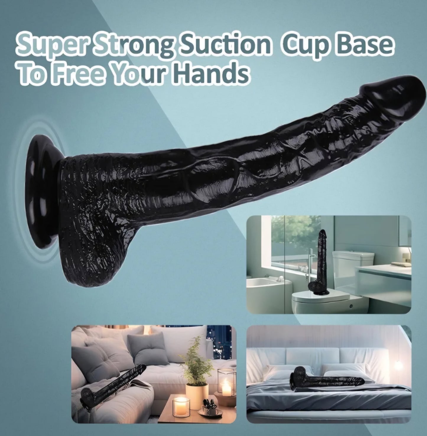Realistic Dildo,12 inch Huge Dildo Sex Toy with Strong Suction Cup for G spot and Anal Play, Lifelike Ultra Big Black Anal Dildos with Small Glans Adult Sex Toy (Black) SF