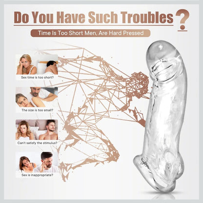 M Reusable Penis Sleeves Set - Silicone Penis Extender with Strap, Odorless Cock Sleeve for Enlargement, Delay Ejaculation & Enhanced Pleasure, Male Sex Toys (Sold Separately)