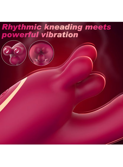 Vibrator Dildo Sex Toys for Women - 3 in 1 Rose Sex Toy with G Spot Thrusting Vibrators, 9 Thrusting, 9 Vibration, 9 Kneading Clitoral, Nipple Stimulation, Pleasure Tools for Female, Couples Games
