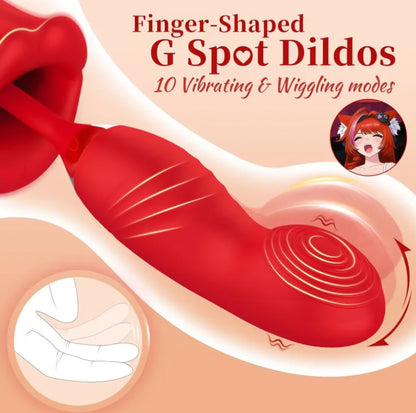 Adult Sex Toys Mouth Sucking Vibrator, 3 in 1 Finger Shaped Bullet Vibrator
Vibrator Dildo Sex Toy Clitoral Massager with 10 Vibrating/Wiggling/Suction Modes, Realistic Mouth Suction Vibrator for Women AMA