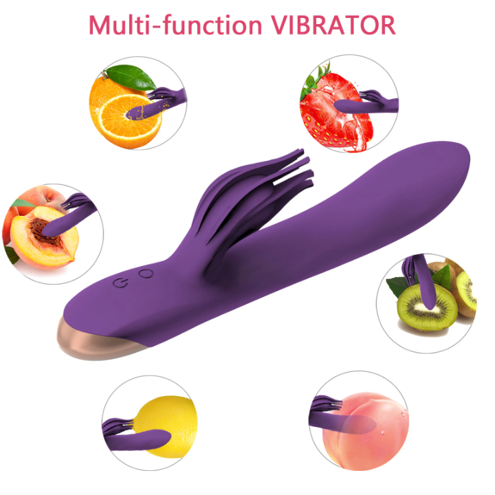 Clit Brush Rabbit Vibrator, Dildo, USB Rechargeable, Dual Motors
