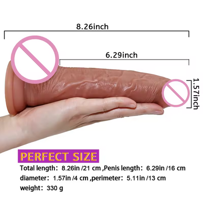 8.26" Realistic Dual-Layer Liquid Silicone Dildo – Soft Outer Skin & Firm Inner Core