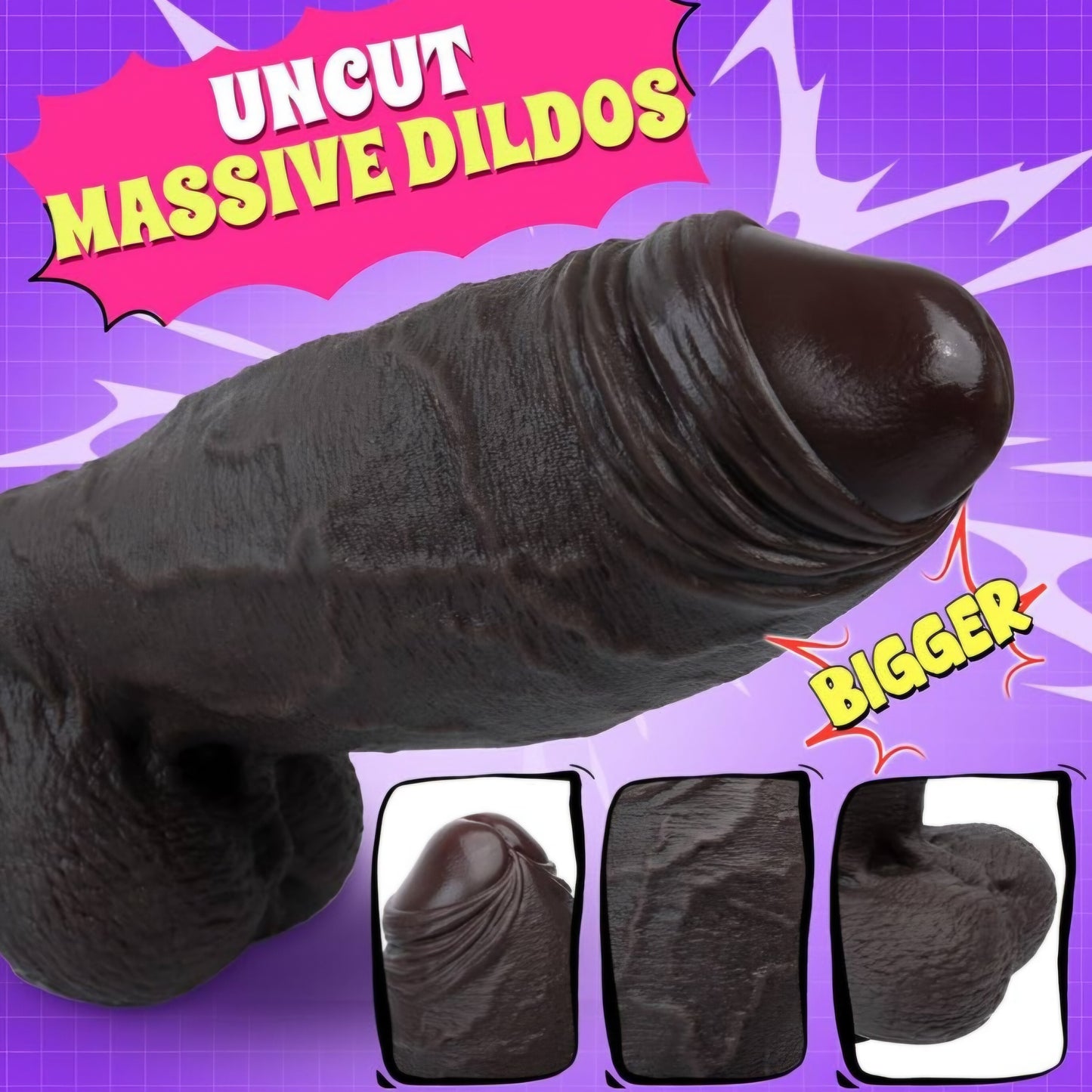 3" Diameter XXL Uncut Dildo - 9.3'' Girth Huge Big Black Thick Dildo with Strong Suction Cup,Giant Massive Girth Dildos for Anal & Vaginal Play, Real Skin Fake Penis G-Spot Stimulation Adult Sex Toys