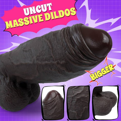 3" Diameter XXL Uncut Dildo - 9.3'' Girth Huge Big Black Thick Dildo with Strong Suction Cup,Giant Massive Girth Dildos for Anal & Vaginal Play, Real Skin Fake Penis G-Spot Stimulation Adult Sex Toys