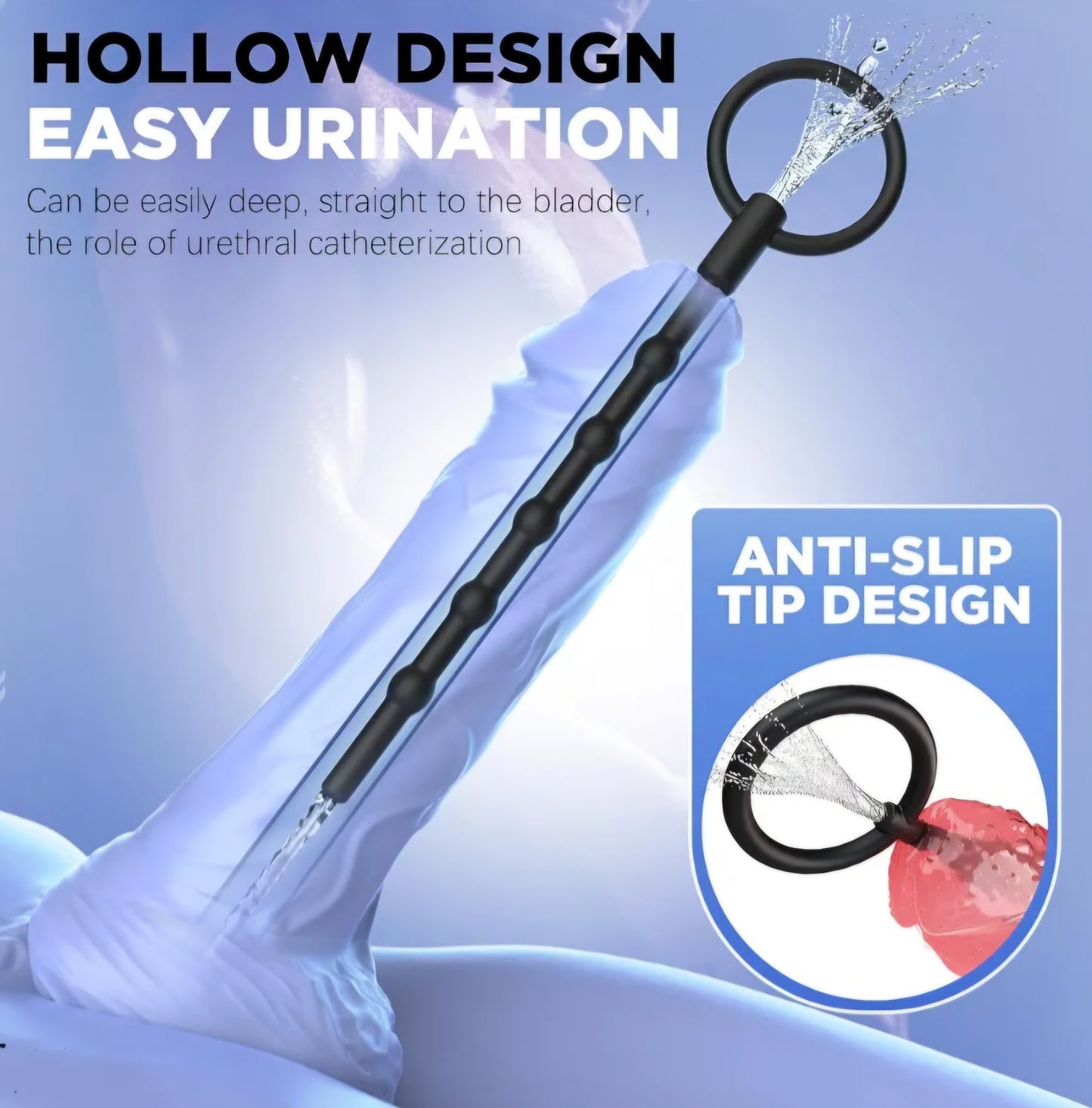 Penis Plug Silicone Urethra Sound：Sex Toys - Catheters & Sounds 8 PCS Silicone Dilators with Pull Ring, Hollow Sounding Toys BDSM Bladder Irritation Prostate Stimulator Anal Beads Adult Toy for Men
