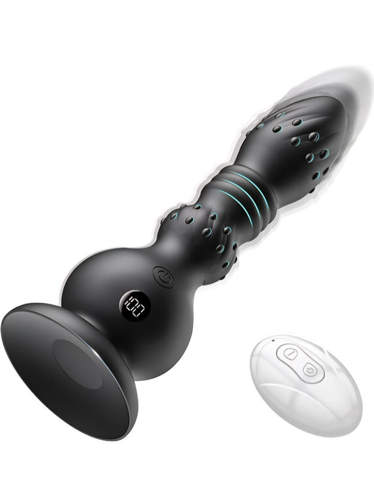 Thrusting Anal Vibrator Prostate Massager Butt Plug, Anal Beads with 10 Thrusting & Vibrating, LED Display Vibrators Male Sex Toys with Remote Control, Strap-on Anal Toy Adult Toys for Men
