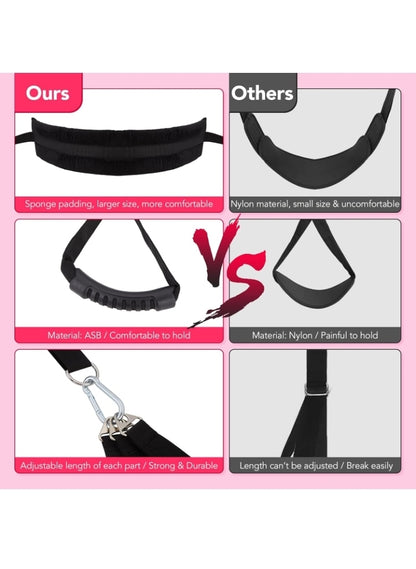 Sex Swing BDSM Bondage Restraints Kit-UTIMI 2 in 1 Door Swing & Sex Restraints Wrist & Thigh Ankle Restraint Cuffs Neck to Leg Sex Toy w/Handcuffs & Leg Straps Adult Sex Toys Couples，Black Sm Sets