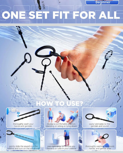 Penis Plug Silicone Urethra Sound：Sex Toys - Catheters & Sounds 8 PCS Silicone Dilators with Pull Ring, Hollow Sounding Toys BDSM Bladder Irritation Prostate Stimulator Anal Beads Adult Toy for Men