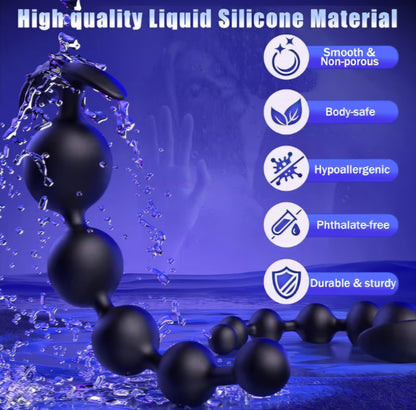 Anal Beads Butt Plug Anal Toys - 9.8" Long ButtPlug 1.8" Diameter Large Silicone Beads with 5 Gradient Anal Trainer, Flexible Prostate Massager Sex Toys for Men & Couple (Opp Bag) AMA