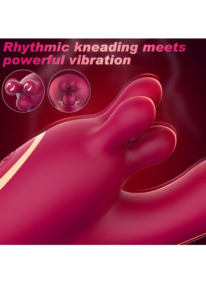 Vibrator Dildo Sex Toys for Women - 3 in 1 Rose Sex Toy with G Spot Thrusting Vibrators, 9 Thrusting, 9 Vibration, 9 Kneading Clitoral, Nipple Stimulation, Pleasure Tools for Female, Couples Games