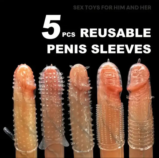 5 Piece Transparent Reusable Condom Sleeve
