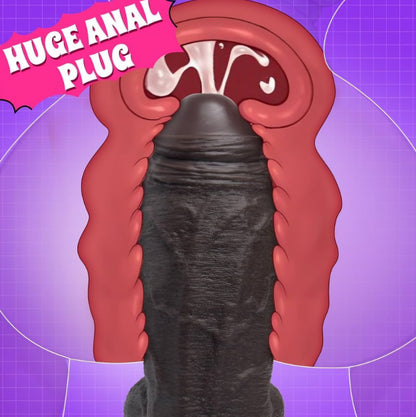 3" Diameter XXL Uncut Dildo - 9.3'' Girth Huge Big Black Thick Dildo with Strong Suction Cup,Giant Massive Girth Dildos for Anal & Vaginal Play, Real Skin Fake Penis G-Spot Stimulation Adult Sex Toys