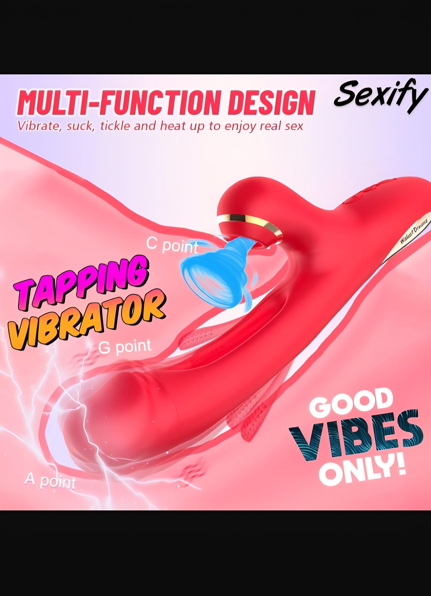 Flapping Sucking Vibrator G Spot Dildo Sex Toy for Women Rabbit Clit Stimulator Wand Vibrator Massager with 7 Tongue Slapping Finger 7 Vibration Suction Pulse Modes for Vaginal Anal Stimulation Waterproof Female Adult Sex Toy (Red)