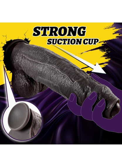 2.4IN Diameter Huge BBC Uncut Dildo, Realistic Big Black Dildo with Movable Foreskin, Real Skin Thick Fake Penis G-Spot Stimulation Adult Sex Toys for Men/Women for Anal Play with Strong Suction Cup