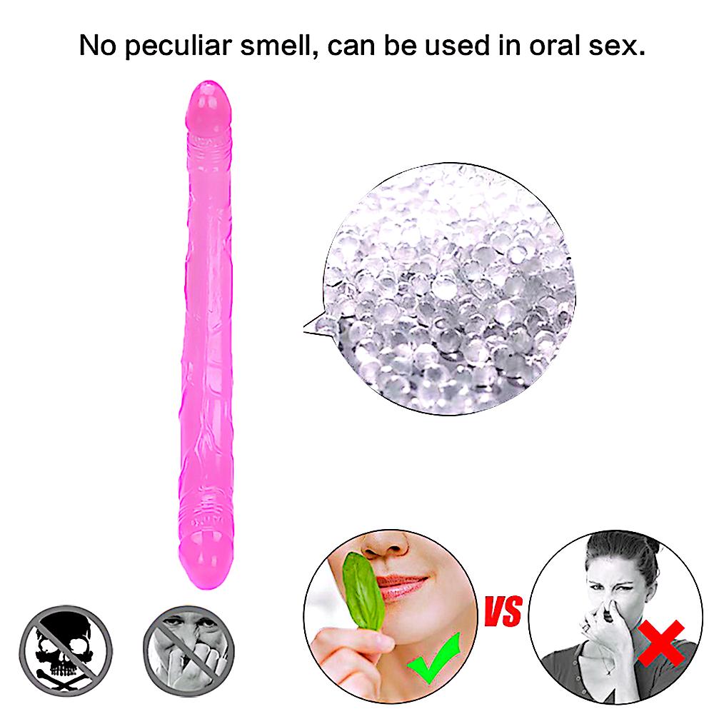 14.7-Inch Double-Ended Realistic Dildo - Extra Long Pink PVC Dong with Dual Glans and Veined Texture - 37.5cm