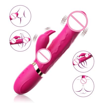 Kaos Stimulation 8.6 Inch Rabbit Vibrator with Dildo Shape and Realistic Contour