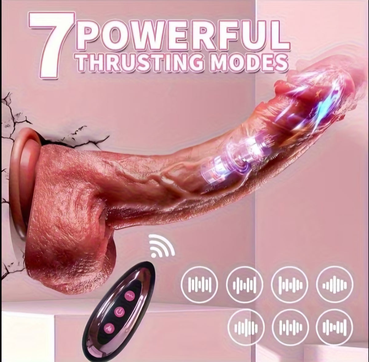 Ultra-Realistic 9.1" Dual-Motion Dildo: 9 Vibration & 7 Thrusting Modes with Suction Base