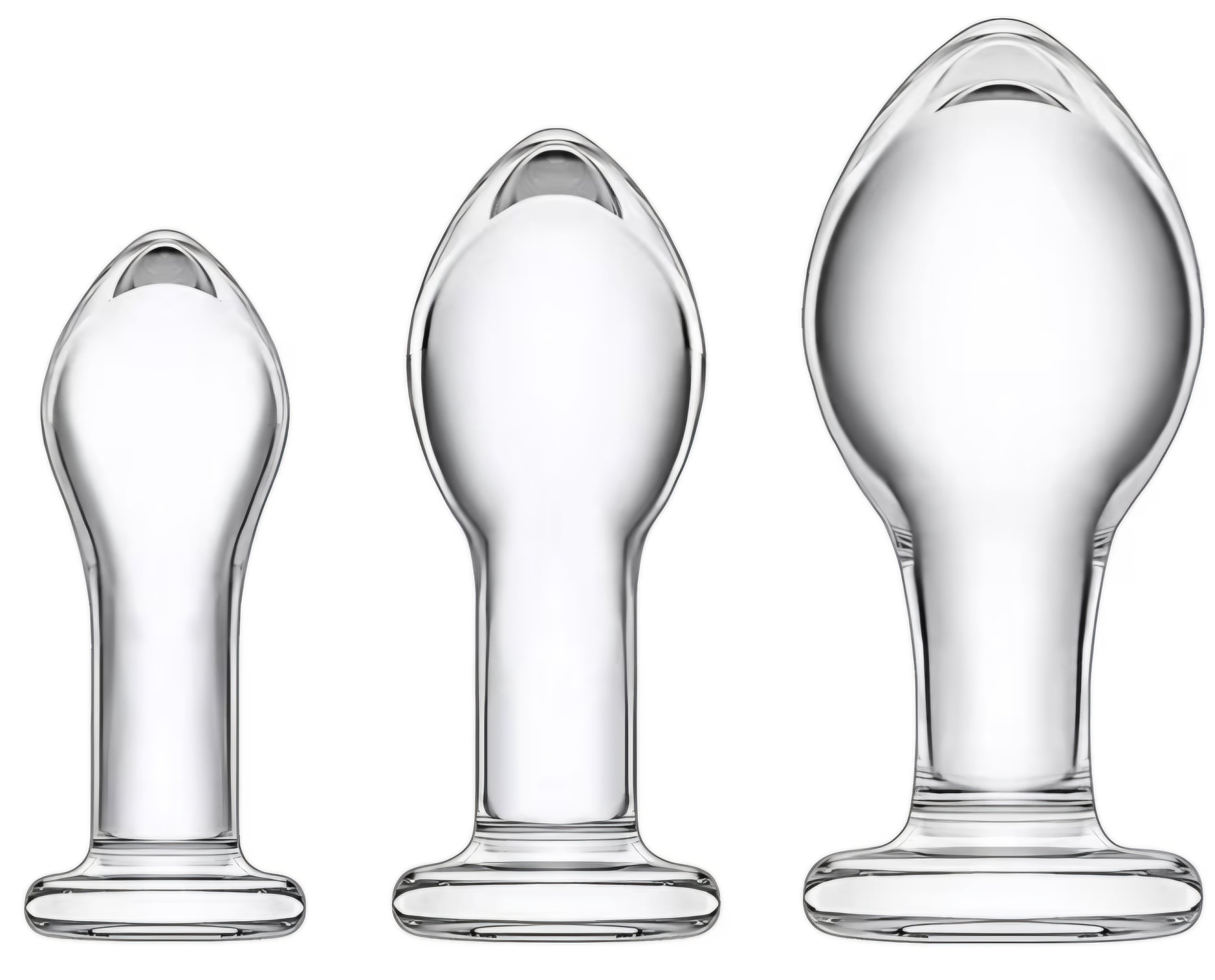 Glass Butt Plug Training Kit for Beginners, 3 Pcs Crystal Anal Plug Se
