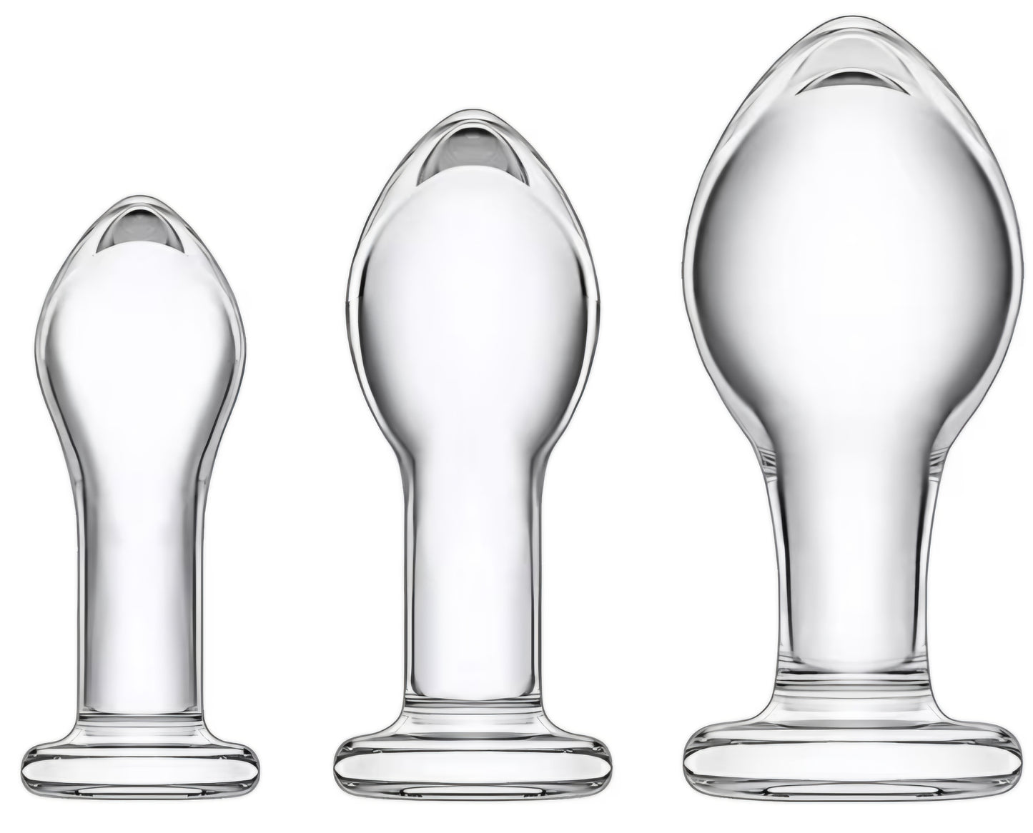 Glass Butt Plug Training Kit for Beginners, 3 Pcs Crystal Anal Plug Set Clear Buttplugs for Couples Gay Lesbian Play, Glass Sex Toys for Adult Couple Women Men Lesbian Gay
