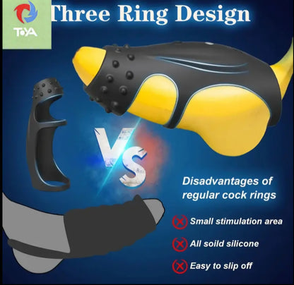 Three Ring Rechargeable Penis Cock Ring (Opp Bag)