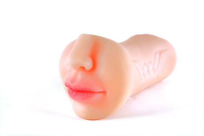 Dual-Ended Realistic Flesh-Toned Stroker - 7-Inch Multi-Sensation Pocket Pussy Masturbator Vagina Mouth Anus BlowJob