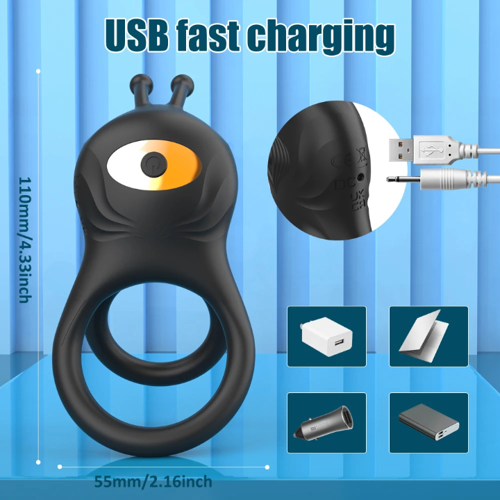 Remote Controlled USB Rechargeable Vibrating Cock Ring for Couples