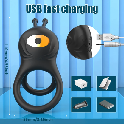 Remote Controlled USB Rechargeable Vibrating Cock Ring for Couples