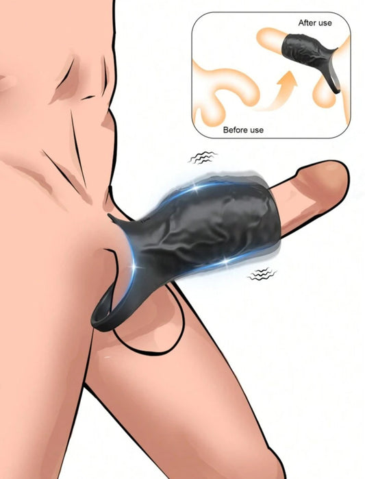 Vibrating Penis Sleeve Cock Ring, Couples Adult Sex Toys for Men Women, Pleasure Penis Ring Vibrator Penis Extender for Penis Testicles G Spot Stimulation, Male Couple Sex Toy Erection Sex