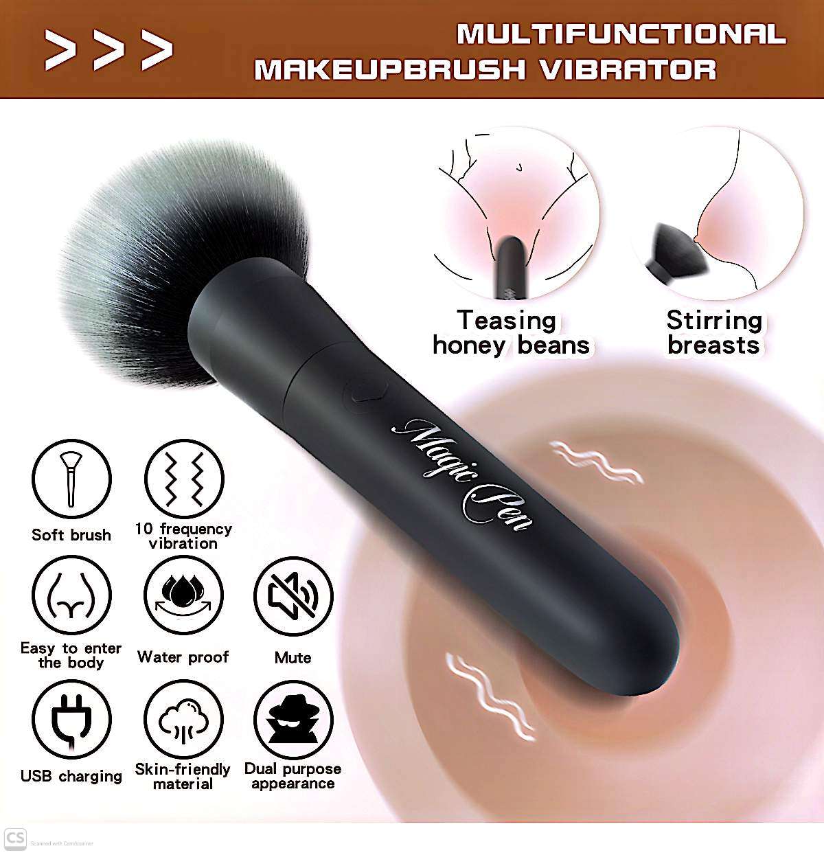 10-Frequency Vibrating Makeup Brush Massager – USB Rechargeable & Waterproof