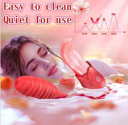 Vibrator Tongue Sex Toys for Women - 2 in 1 Realistic Tongue Vibrators with 10 Licking Clitoral & 10 Vibration Modes, Ultra-Soft Flexible Clit Stimulator Licker, Adult Toy for Female Couple Games
