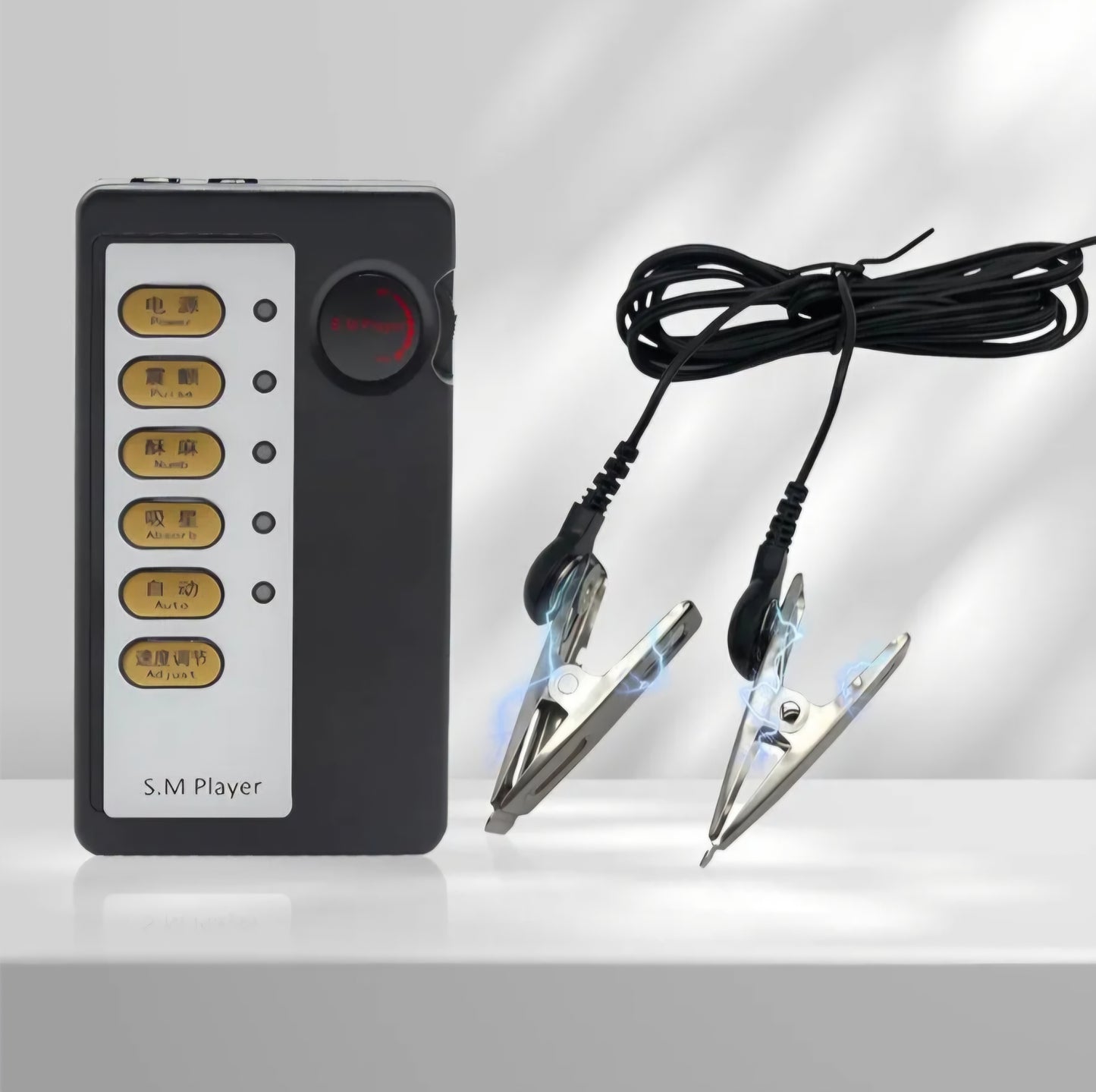 Electric Shock Nipple Clip Chain, Nipple Clamps, Adjustable BDSM Nipple Clamps for Exciting Sexual Pleasure （Requires Two AAA Batteries Installed）