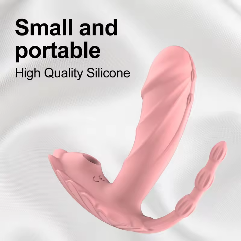 Ergonomic Silicone Dual-Stimulation Massager, Panty Vibrator, Wearable, G-Spot, Anal, Clit Sucking, with Wireless Remote Control